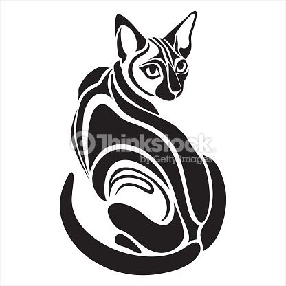 416x416 Arte Vectorial Egyptian Black Cat Dangerous Looking Tattoo