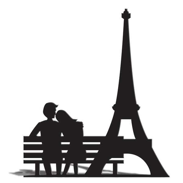 600x600 Eiffel Tower And Bench Silhouette