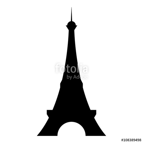 500x500 Isolated And Hand Drawn Black Paris Eiffel Tower Front Silhouette
