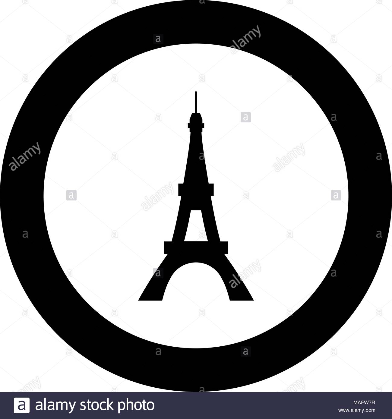 1300x1390 Eiffel Tower Icon Black Color In Circle Vector Illustration