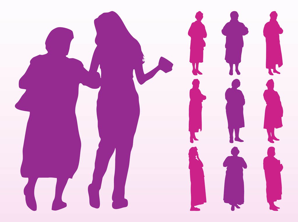 1024x765 Elderly Women Silhouettes Graphics Vector Art Amp Graphics
