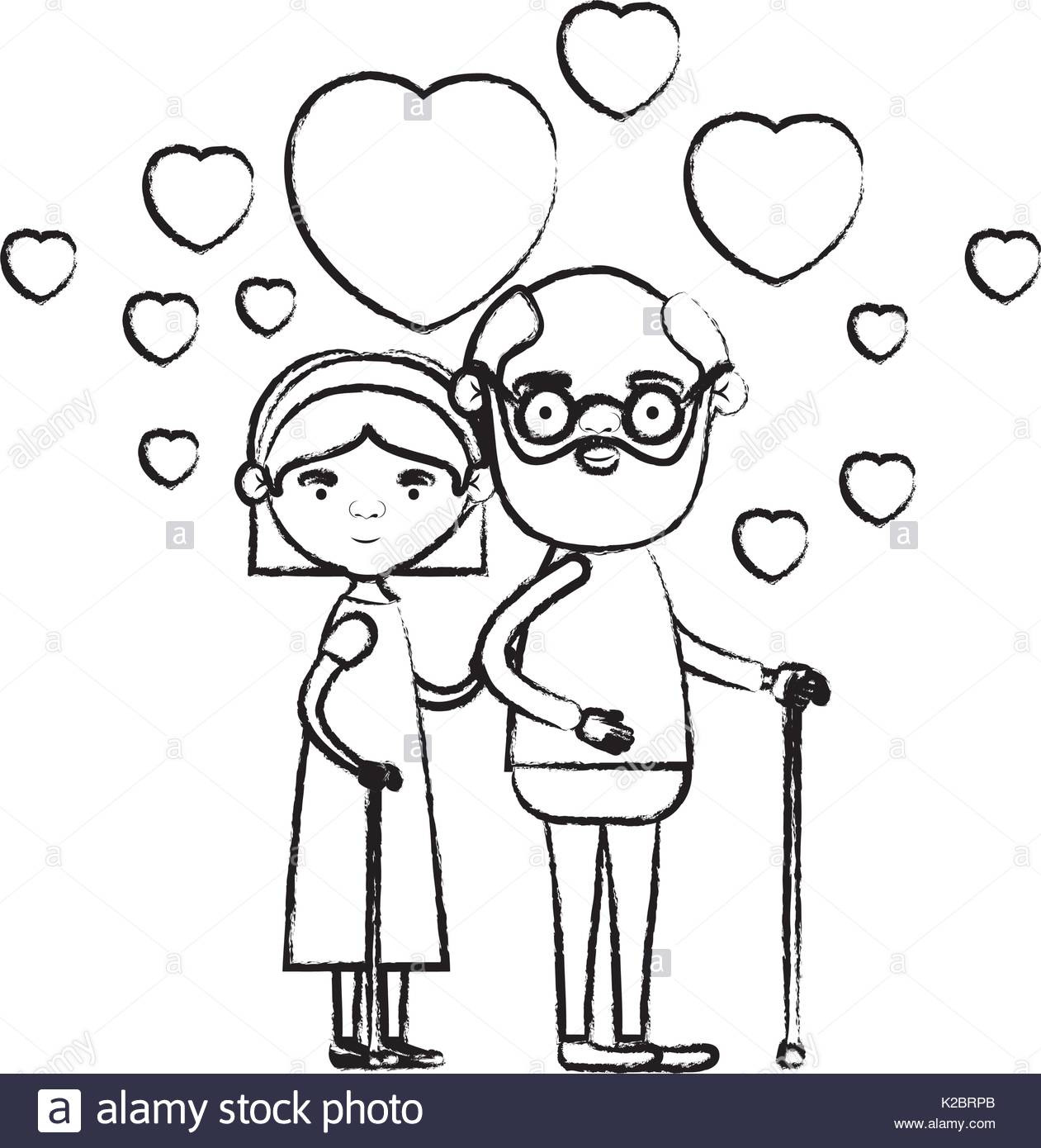 1261x1390 Blurred Silhouette Of Caricature Full Body Elderly Couple Embraced