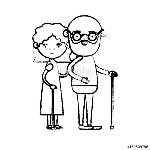 500x500 Blurred Silhouette Full Body Couple Elderly In Walking Stick