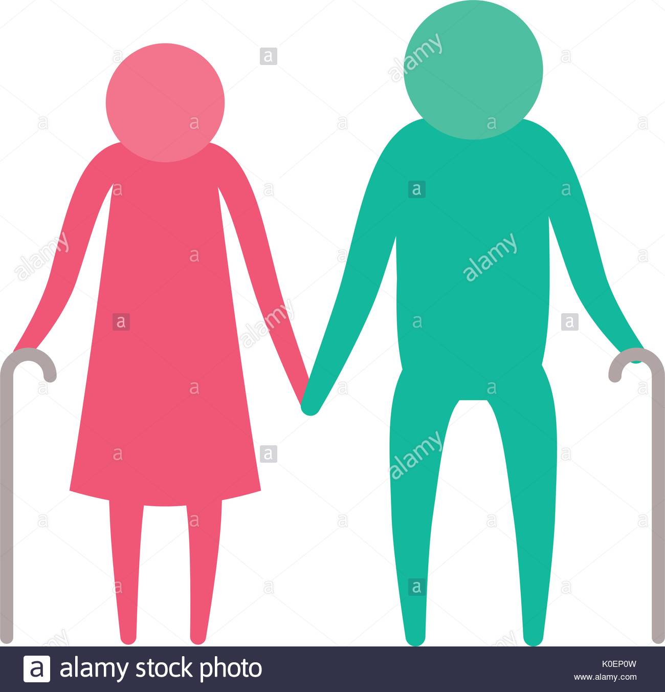 1300x1352 Color Silhouette Pictogram Elderly Couple With Walking Sticks