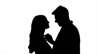 320x180 Old Couple In Love Looking Each Other On Blue Background Elderly