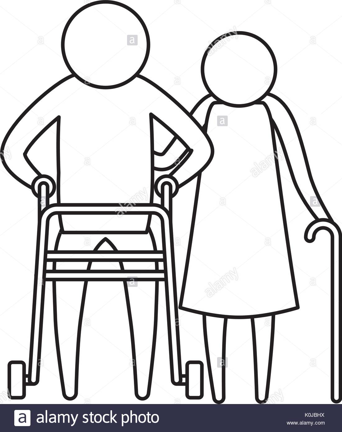 1101x1390 Sketch Silhouette Of Pictogram Elderly Couple Man And Woman