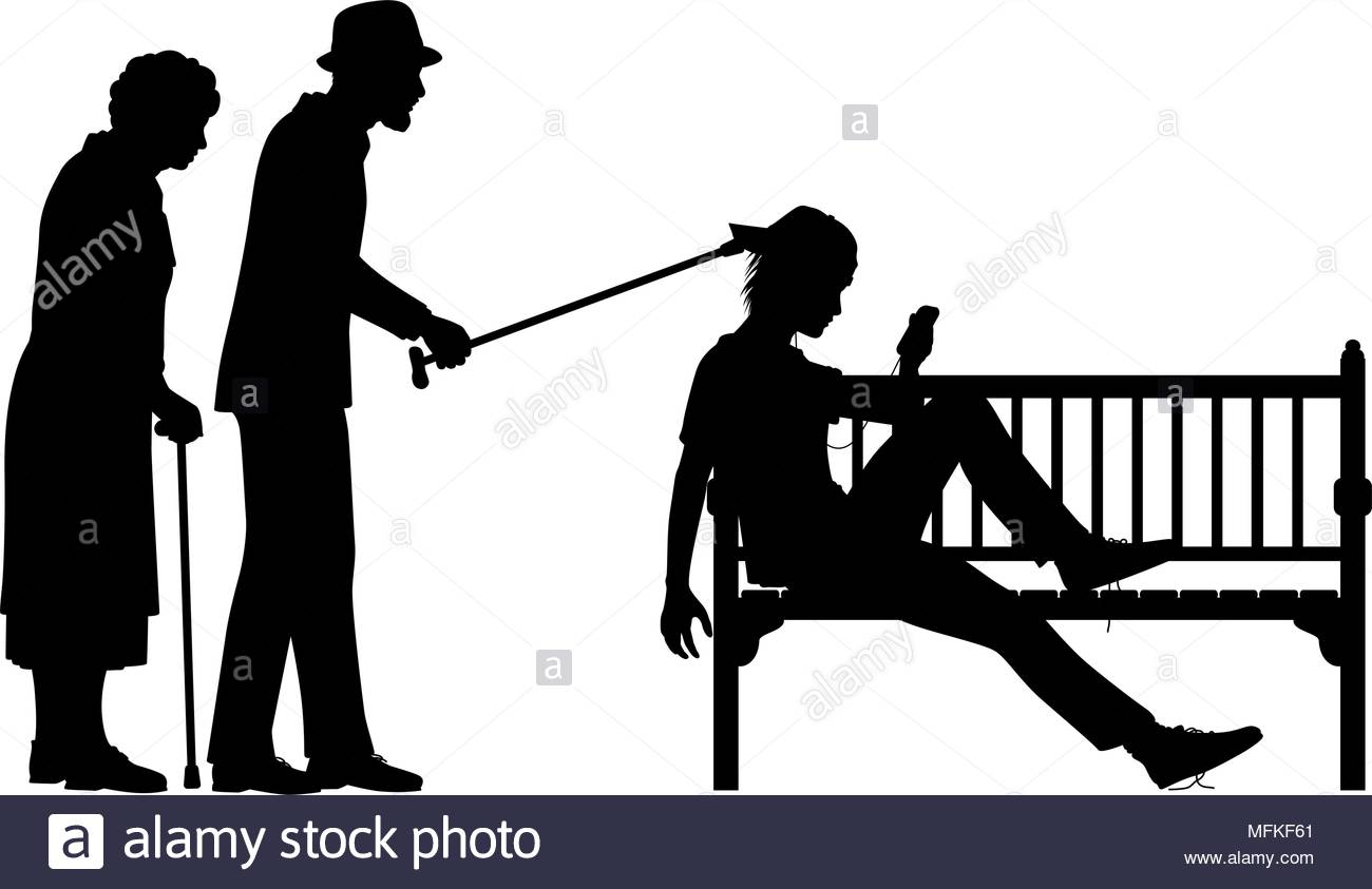 1300x843 Editable Vector Silhouette Illustration Of An Elderly Couple