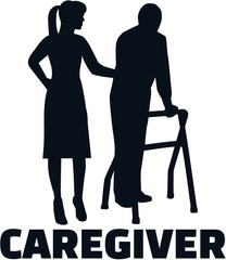 208x240 Caregiver Silhouette With Elderly Man