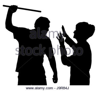 343x320 Silhouette Of An Elderly Woman Being Physically Abused Stock