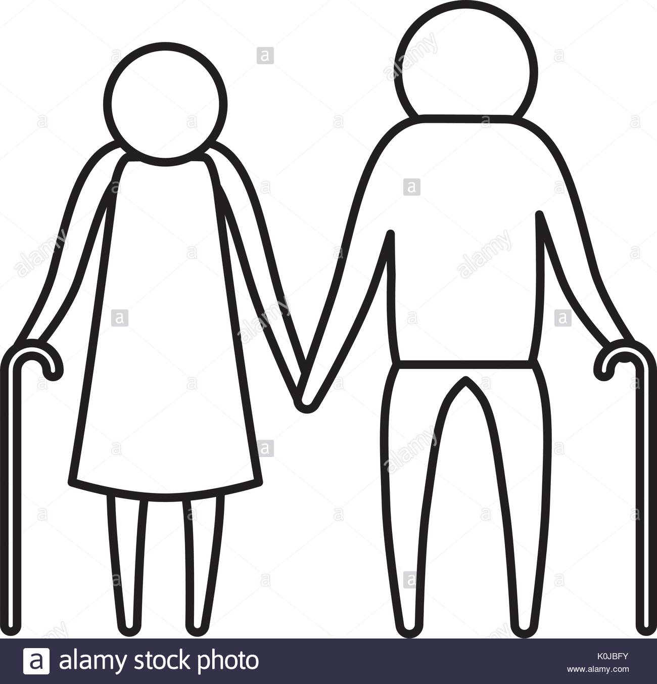 1300x1353 Sketch Silhouette Of Pictogram Elderly Couple With Walking Sticks