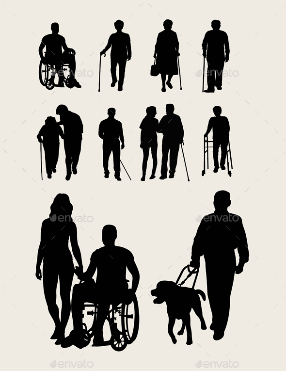 590x765 Disabilities And Elderly Silhouettes By Martinussumbaji Graphicriver