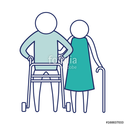500x500 Color Blue Silhouette Of Sections Pictogram Elderly Couple Man