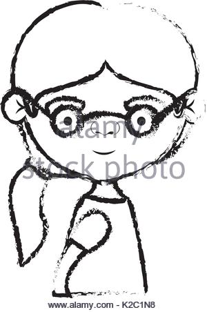 300x452 Half Body Elderly Woman In Dress With Collected Hairstyle