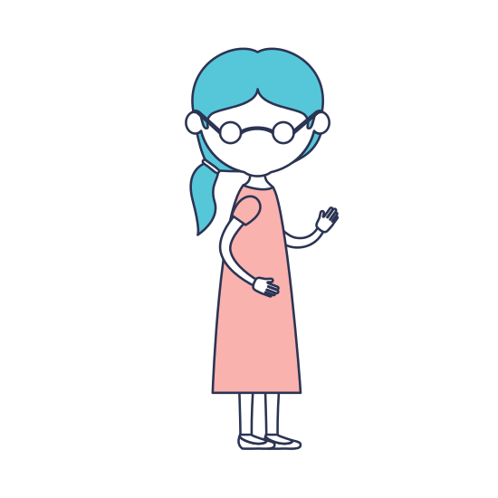 550x550 Faceless Caricature Full Body Elderly Woman In Dress With Side