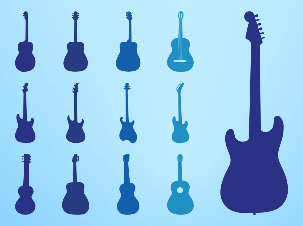1024x765 Guitar Silhouettes Set Vector Art Amp Graphics