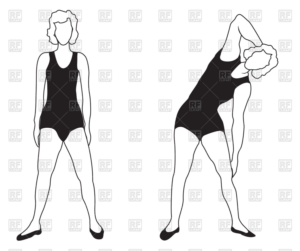 1200x1007 Elegant Women Silhouettes Doing Fitness Exercises Royalty Free