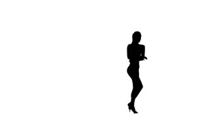 320x180 Elegant Female Dancer Performing Rumba, Silhouette. White