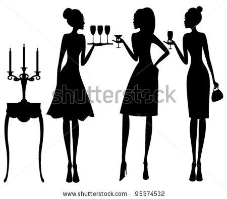 450x395 Vector Illustration Of Three Young Elegant Women