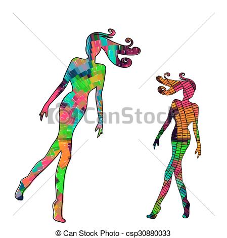 449x470 Women Elegant Silhouette In The Dress Of Pieces Type Vectors