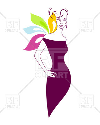 320x400 Beautiful Stylized Elegant Woman Royalty Free Vector Clip Art