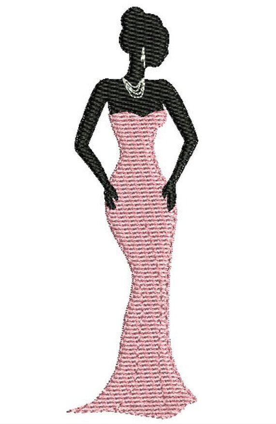 570x874 Instant Download Embroidery Elegant Woman Silhouette 2