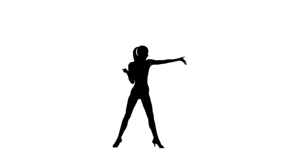 590x332 Elegant Woman Dancer Performing Rumba In Silhouette On White