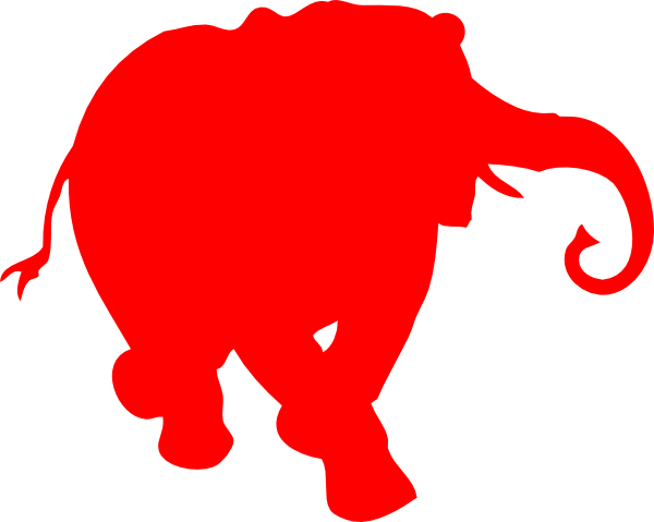 600x479 Elephant Silhouette Red Clip Art