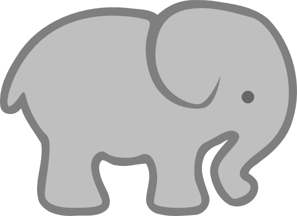 600x436 Gray Elephant Outline Clip Art