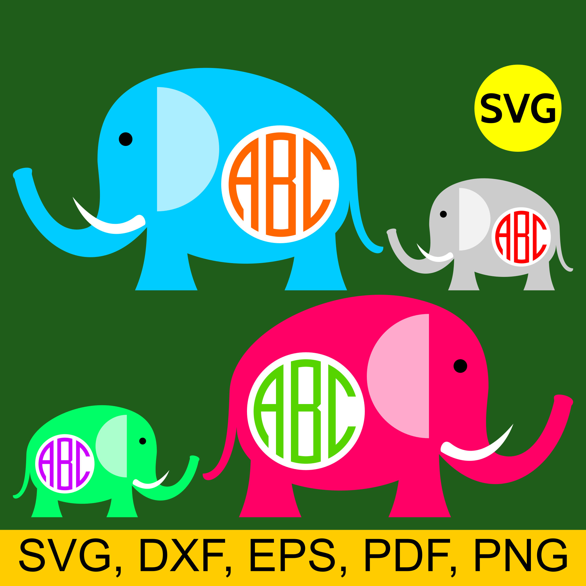 2000x2000 Round Elephant Monogram Frame Svg File For Cricut Amp Silhouette