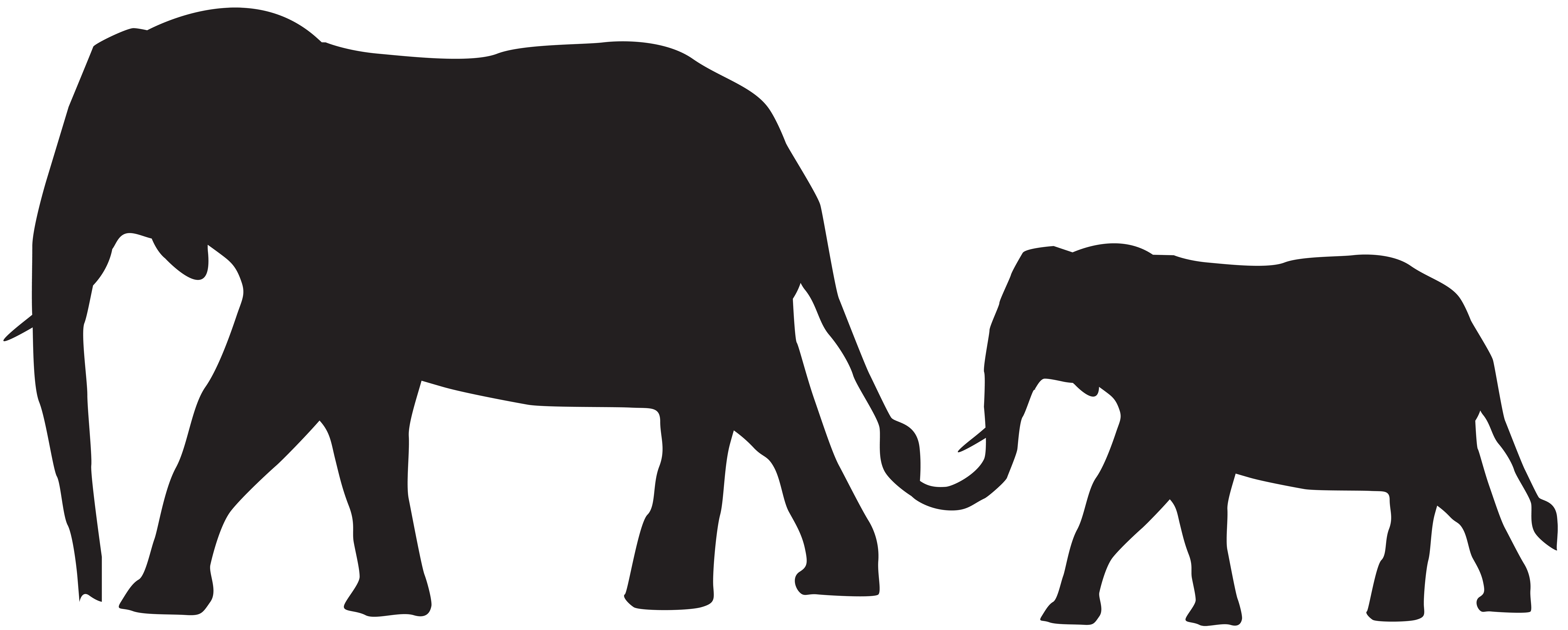 8000x3212 Mother And Baby Elephants Silhouette Png Clip Art Imageu200b Gallery