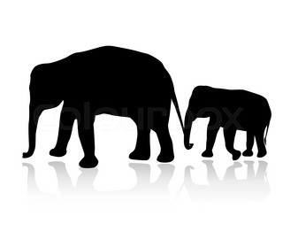 320x262 Vector Illustration Of Elephant Silhouettes On White Background