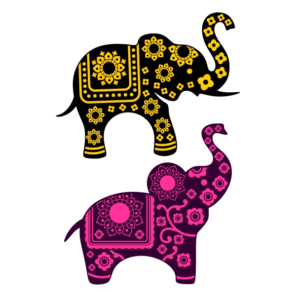 600x600 Indian Floral Elephant Cuttable Design Cut File. Vector, Clipart
