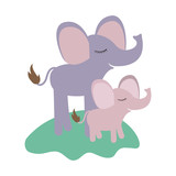 160x160 Elephants Couple Over Grass In Watercolor Silhouette Vector
