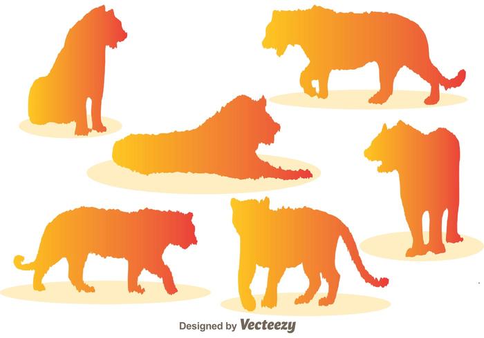700x490 Tiger Silhouette Vector Icons