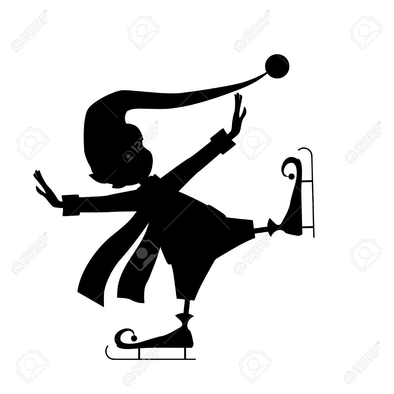 1300x1300 Christamas Happy Elf Skating (Ice Skating) Royalty Free Cliparts
