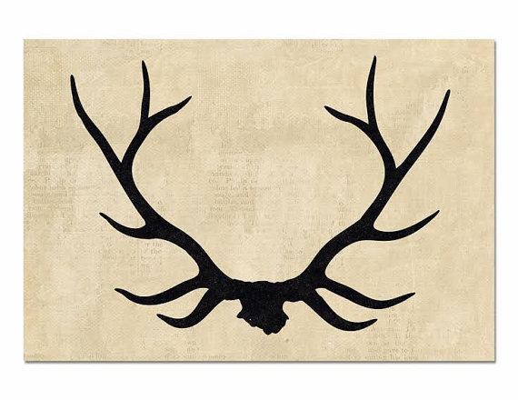 570x440 Elk Antler Silhouette Mountain And Cabin Retreat Art Canvas