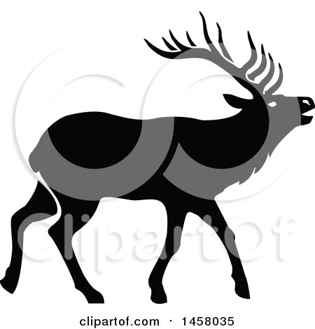 450x470 Clipart Of A Black And White Profiled Elk Mascot Head Logo