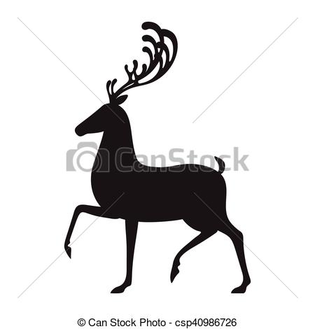 450x470 Deer Black Vector Illustration Isolated Elk Silhouette. Deer