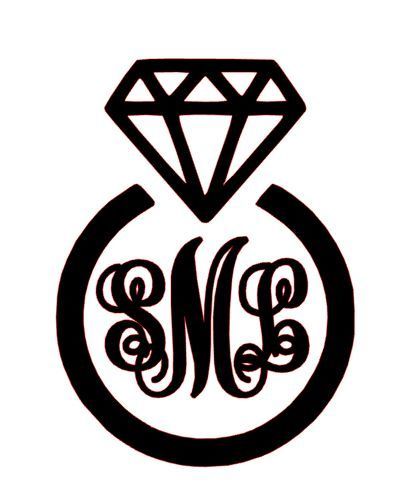 405x501 Engagement Ring Monogram Vinyl Decal
