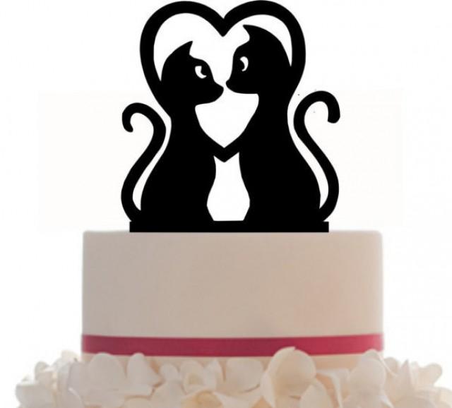 640x578 Wedding Cake Topper , Couple Kitty Silhouette , Cat Lovers