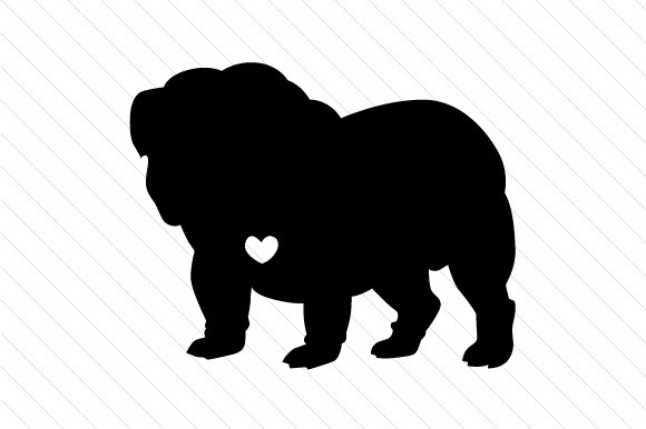 580x386 English Bulldog Silhouette With Heart Svg Cut File By Creative