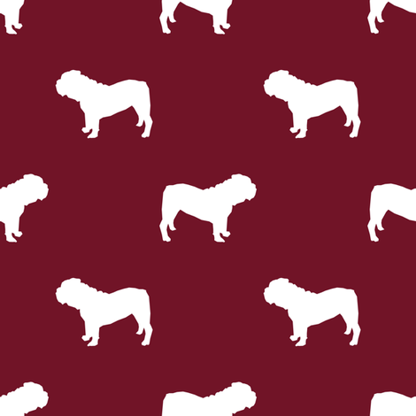 470x470 English Bulldog Silhouette Dog Fabric Ruby Fabric