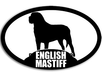355x266 Oval English Mastiff Silhouette Sticker (Dog Breed