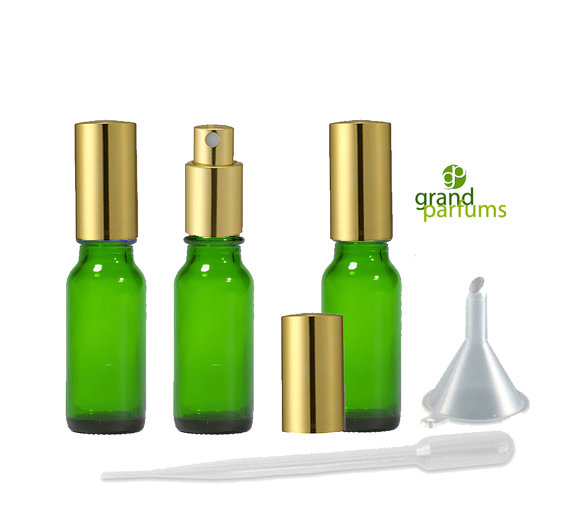 570x525 Set Of 3 Premium 15ml Green Glass Fine Mist Spray Bottles 12 Oz