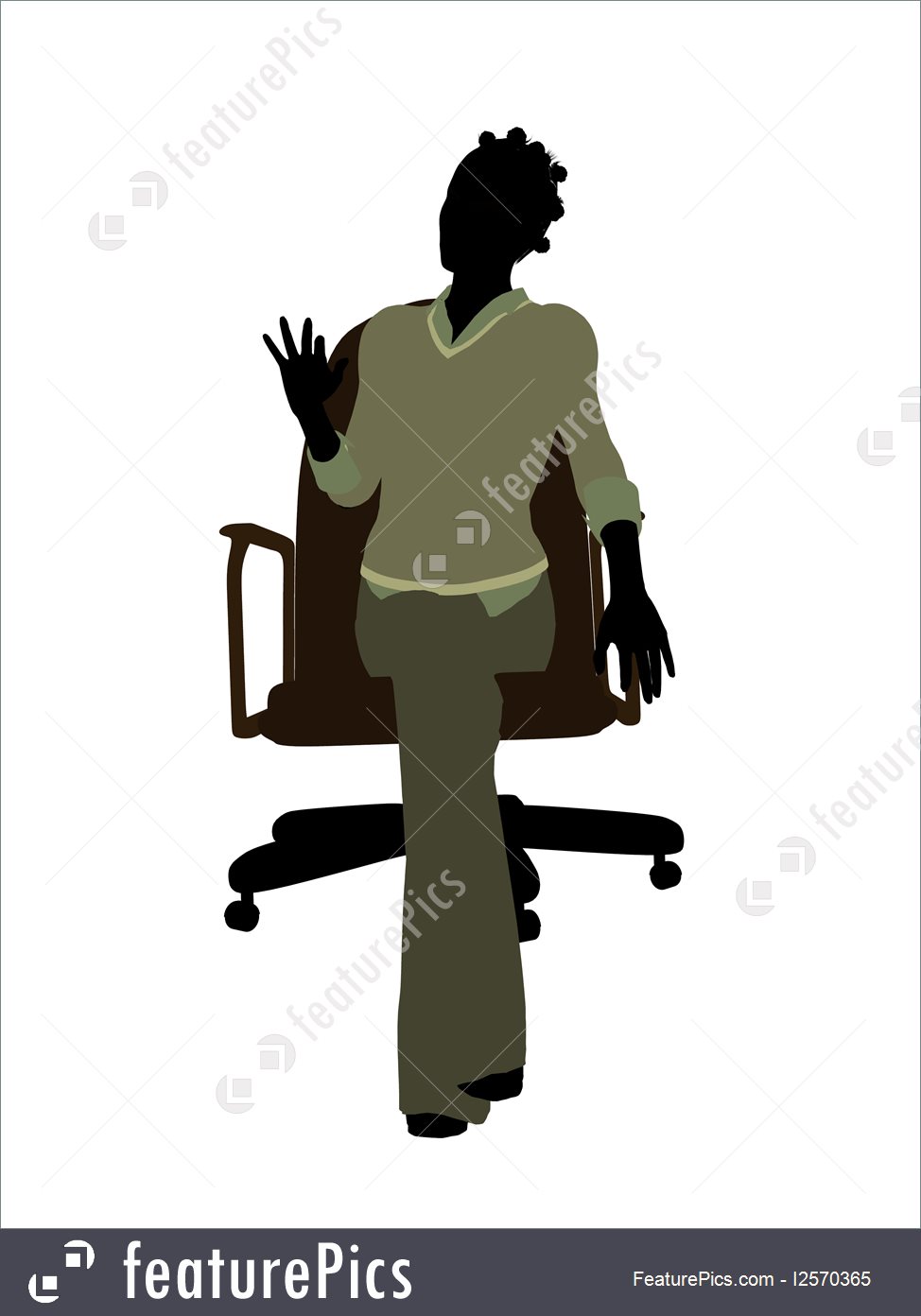 974x1392 Illustration Of African American Female Sitting On An Office Chair