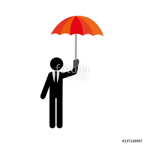 500x500 Pictogram Executive Man With Umbrella Vector Illustration Stock