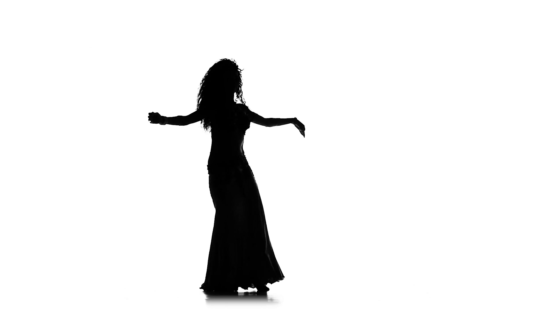 1920x1080 Talanted Exotic Belly Dancer, Wave Her Hair, Whirl, On White, Slow