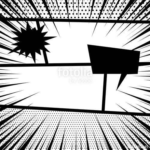 500x500 Comics Book Monochrome Template Background. Pop Art Black White