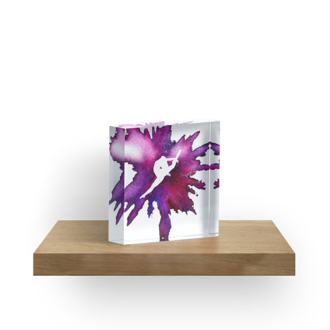 650x650 Gymnast Explosion Silhouette Galaxy Acrylic Blocks By