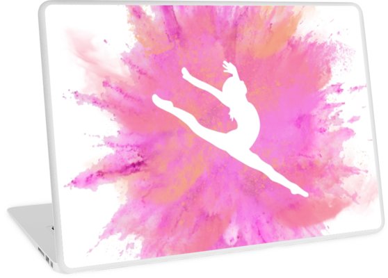 558x400 Pink Explosion Gymnastics Silhouette Laptop Skins By